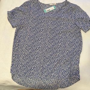 Lelia blue and white print blouse